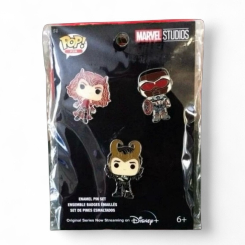 MARVEL FUNKO POP Enamel Pin Set (3-Pk) –Scarlet Witch, Loki, Captain America NWT - Picture 8 of 9